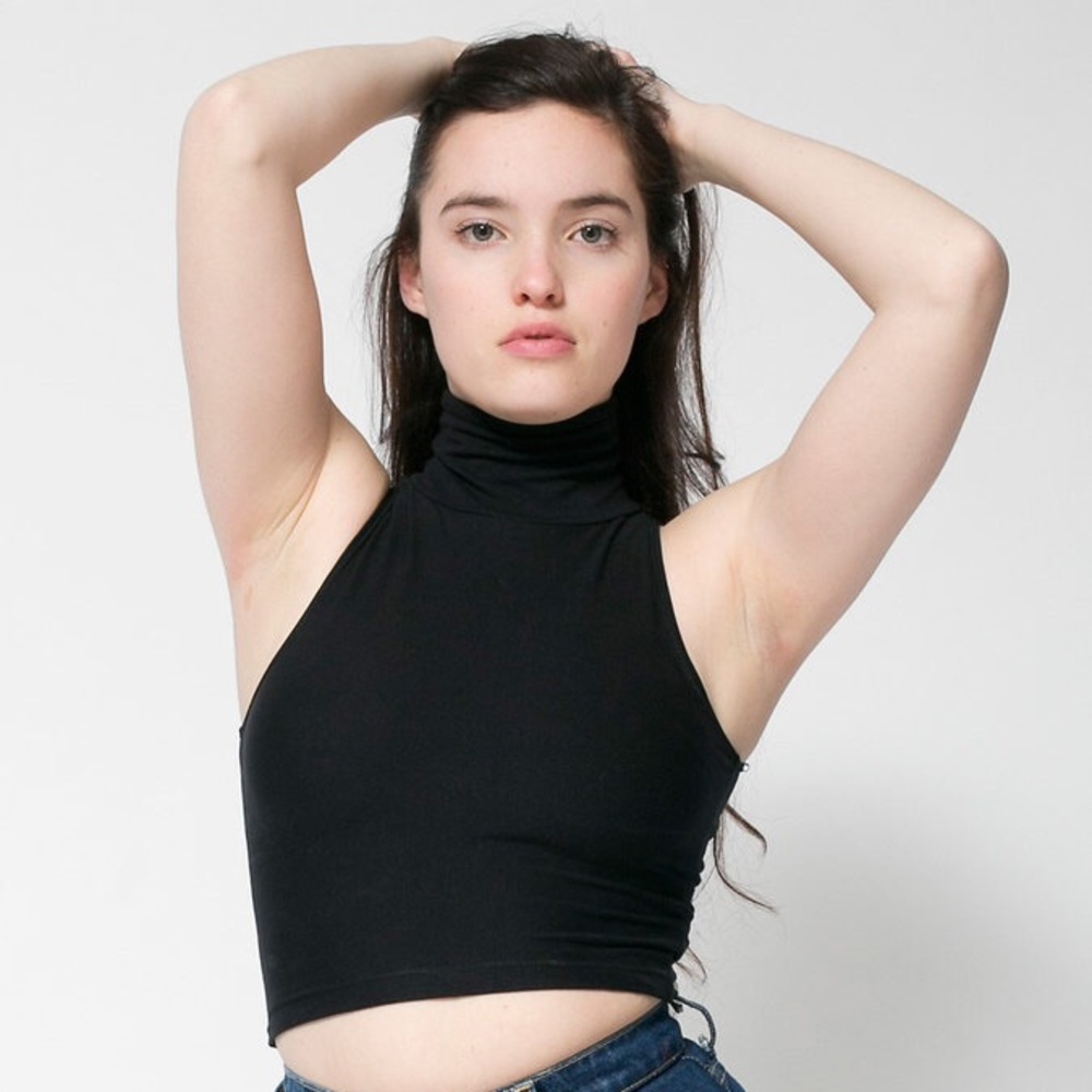 American Apparel Blue Sleeveless Turtle Neck